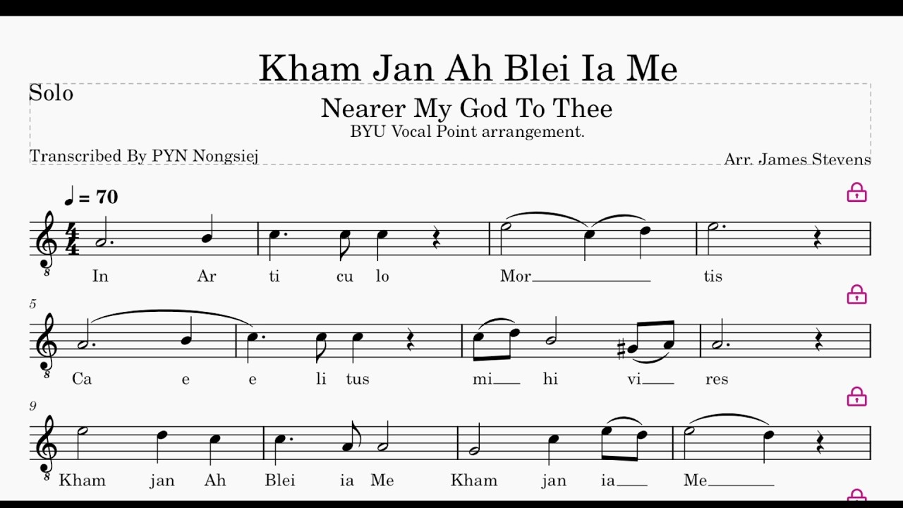 All parts Nearer My God To Thee (Khasi)