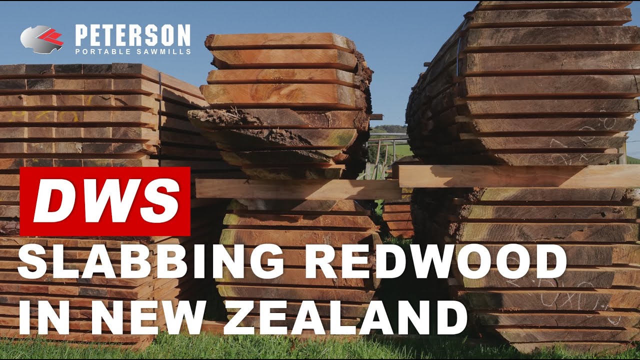 Slabbing NZ Redwood with a Peterson Dedicated Wide Slabber (Chainsaw Slabber)