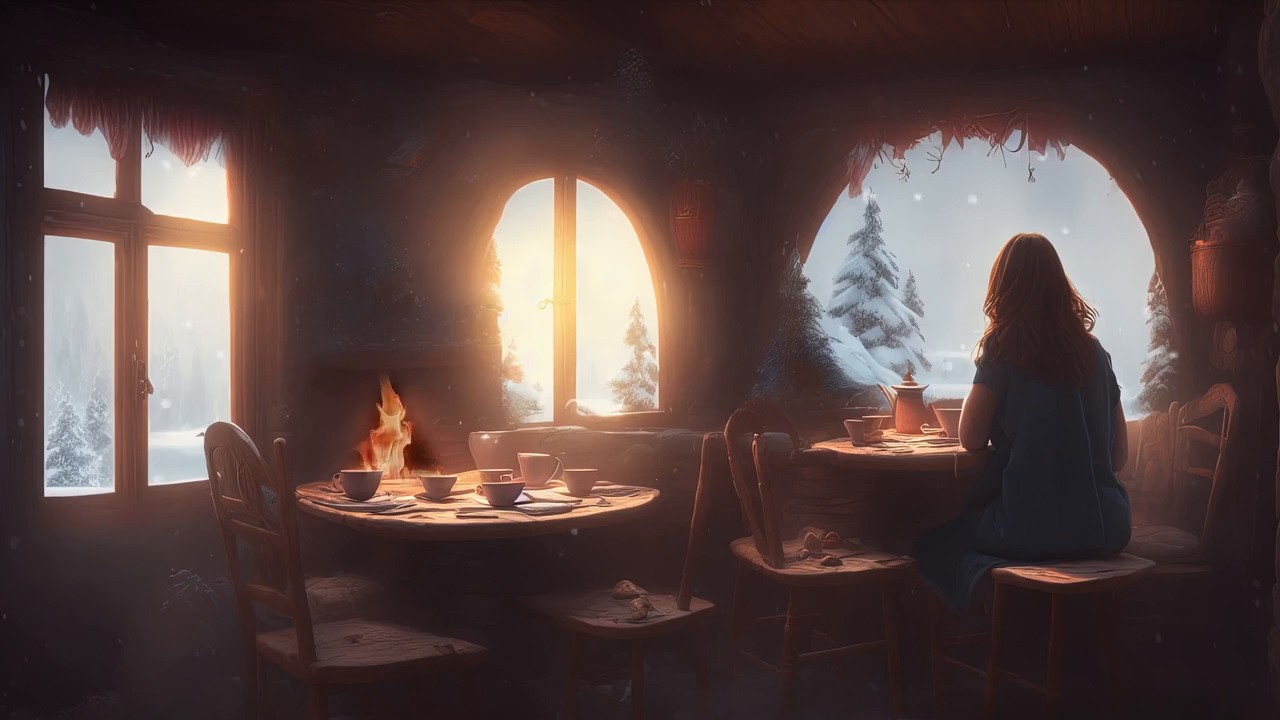 Té, Chimenea y Nieve❄️ • Inner Peace ☕️#SERENA_TE #CozyCabin #WinterVibes