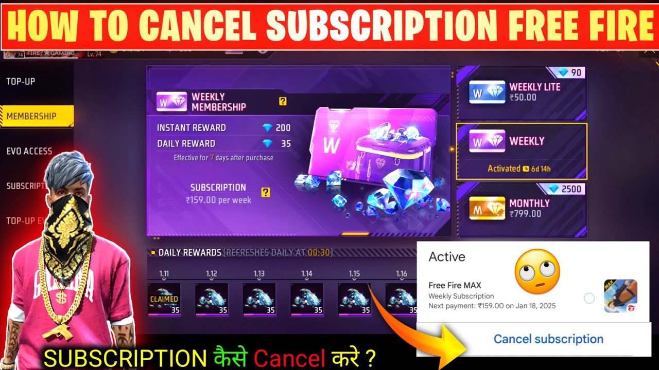 How To Cancel Weekly Membership In Free Fire | Free Fire Me Subscription Kaise Cancel Kare