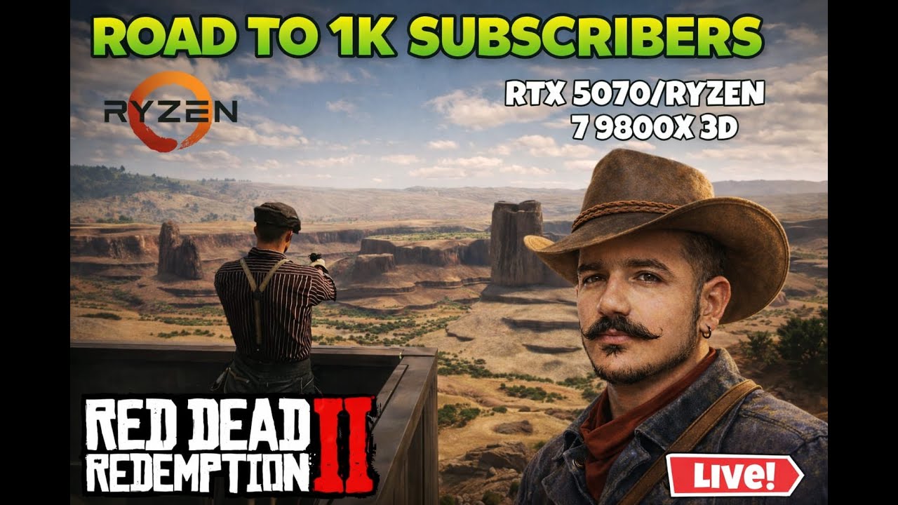 RDR2 LIVE 🔴 Road to 1K Subs | Exploring & Chilling 🤠 | RTX 5070 + Ryzen 7 9800X3D  #rdr2