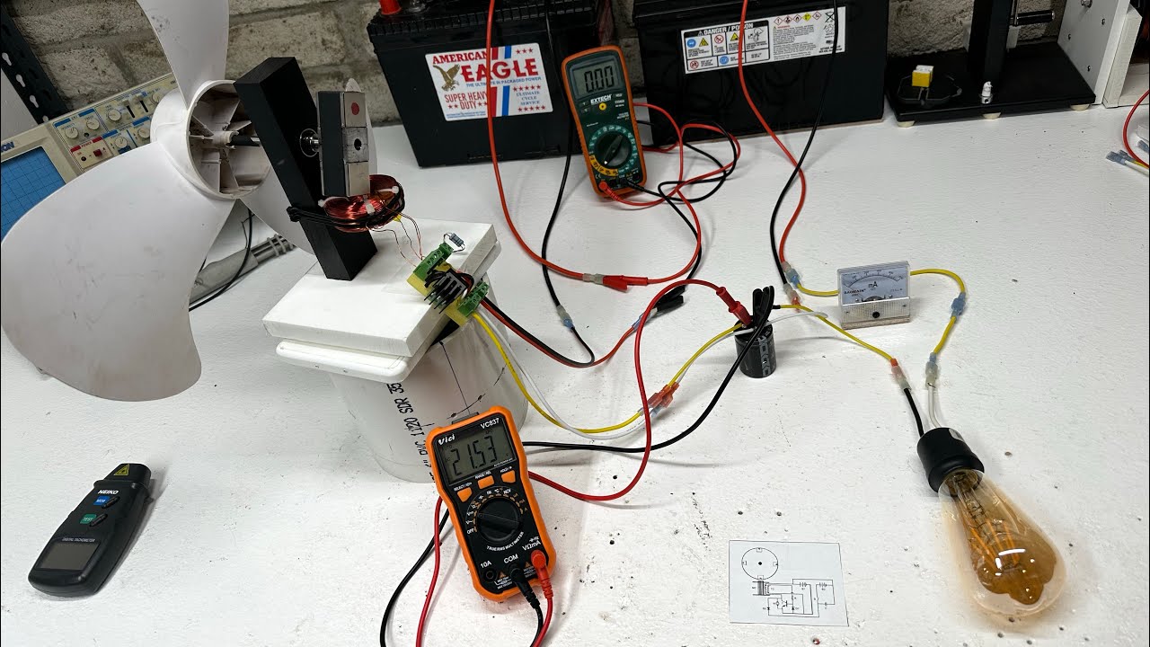 Simple but strong beginner pulse motor pt 4 bedini circuit running light wile charging battery