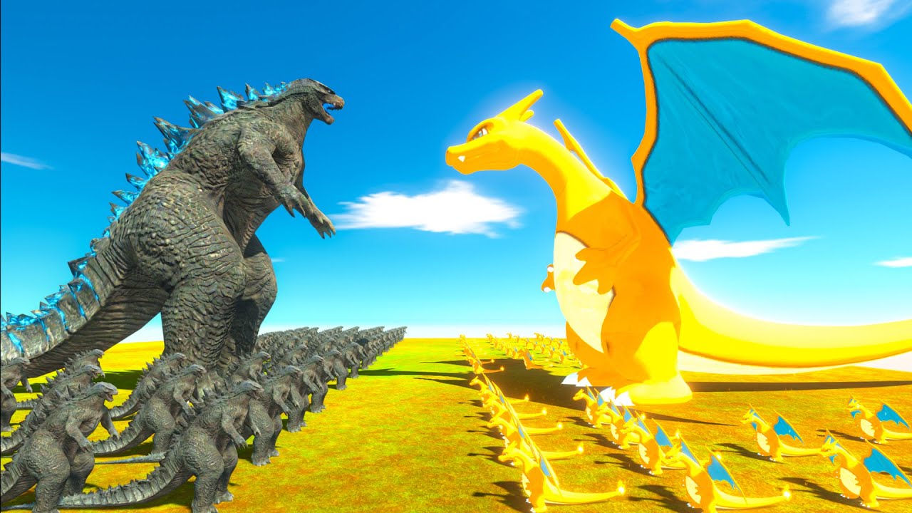 Growing Godzilla VS Charizard size comparison - Animal Revolt Battle Simulator