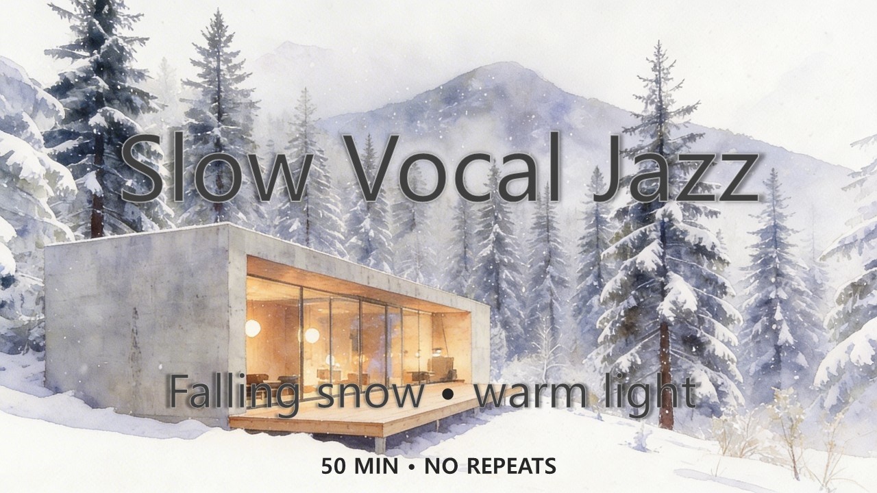 Snowy Cabin Glow • Slow Vocal Jazz & Gentle Piano (50min) | Lento Soree | Vol.002