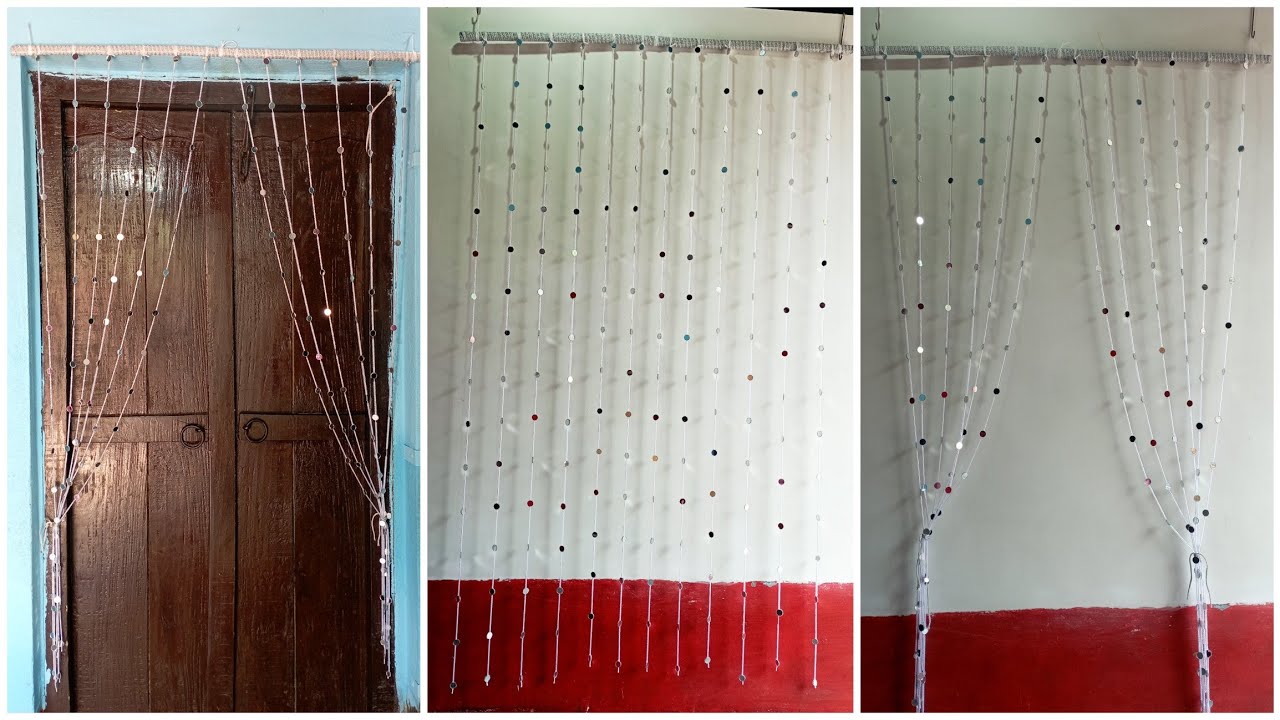 DIY Mirror String Curtain | Home Decorating Ideas | Mirror Door Hanging Toran