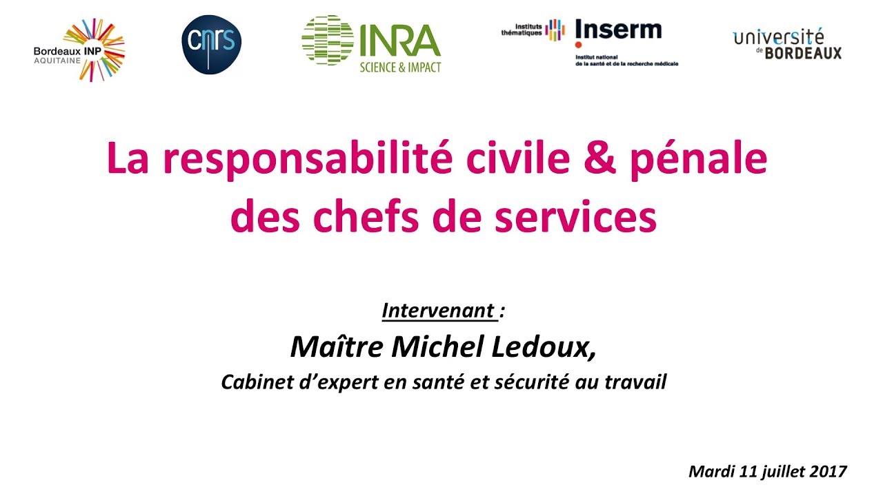 [Conférence] La responsabilité civile & pénale des chefs de services