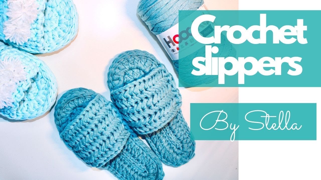 Crochet Simple Slippers - Bedroom Slippers for Adults(all size pattern ) T shirt yarn  - By Stella