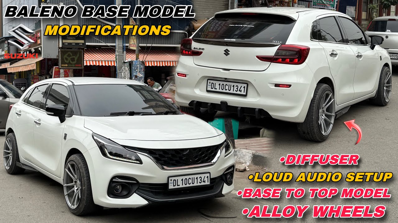 NEW BALENO BASE TO TOP MODIFICATIONS🔥|Seat Cover,Alloys,Diffuser,Headlight TopModel,Projector,Music✅