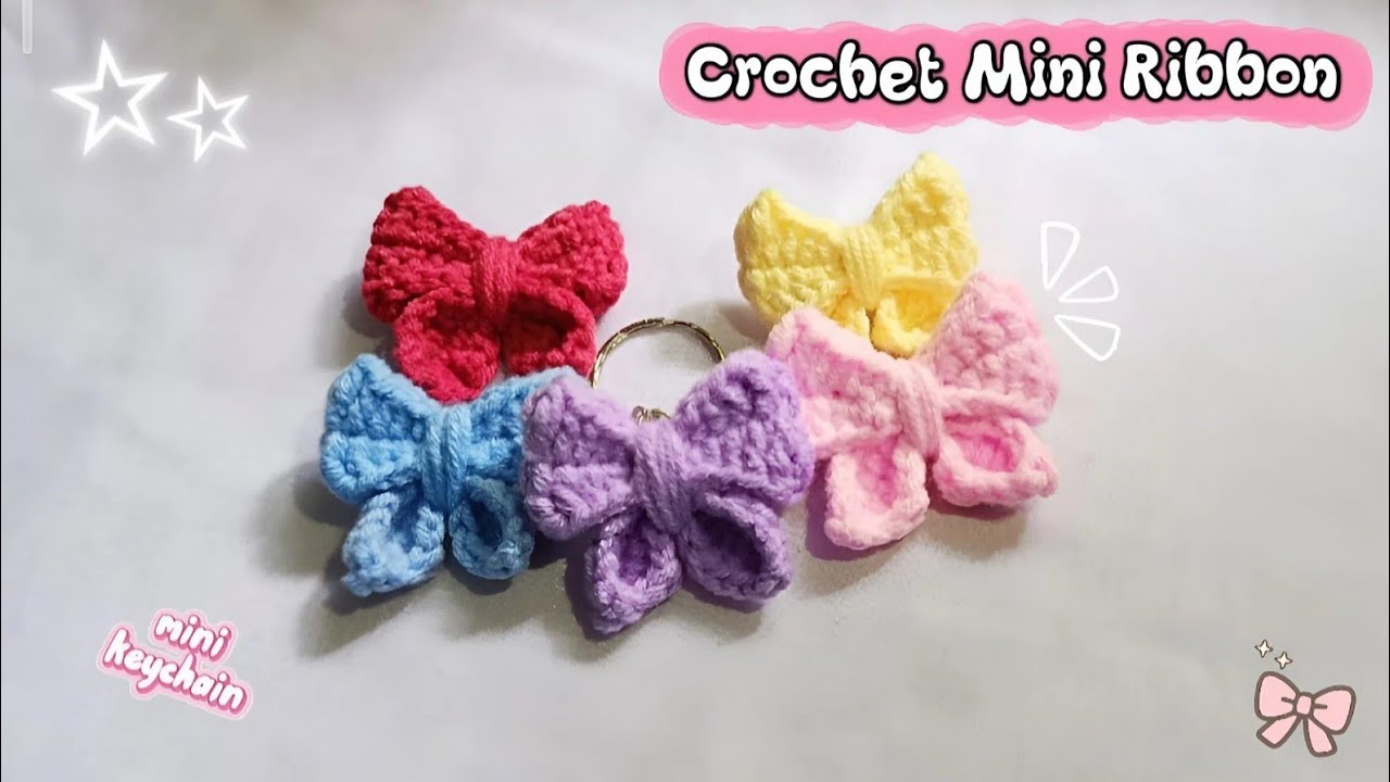 Mini Bow Keychain Crochet 🎀 | Cute DIY Keychain #crochet #diykeychain 