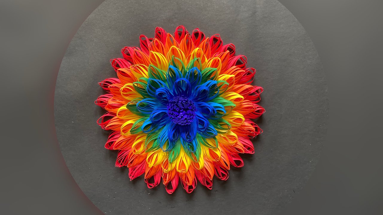 Diy easy paper flower craft #rainbow #flowers #viralvideos #video #trending #rainbowcolor #diy
