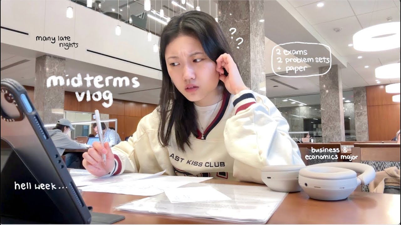 MIDTERM week vlog ✐‧₊ 📝  *productive* library sessions, cheat sheet, late nights, too many due dates
