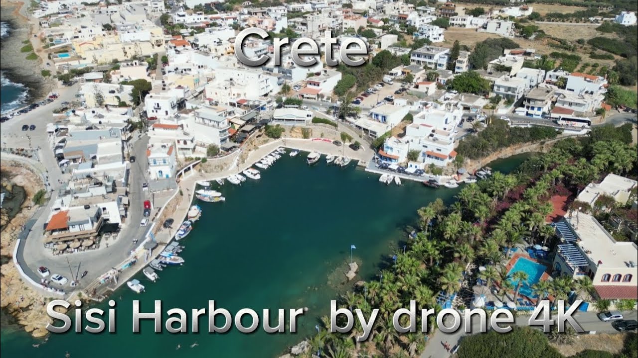 Sisi Harbour by drone 4k Crete