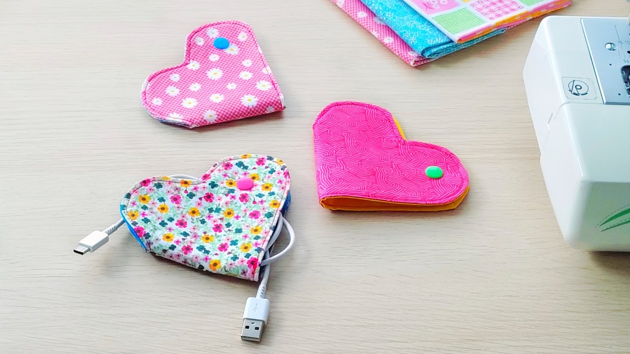 Easy DIY Heart Shaped Cord Keeper Tutorial. Sewing Project For Valentine's Day. Sewing For Gift Idea