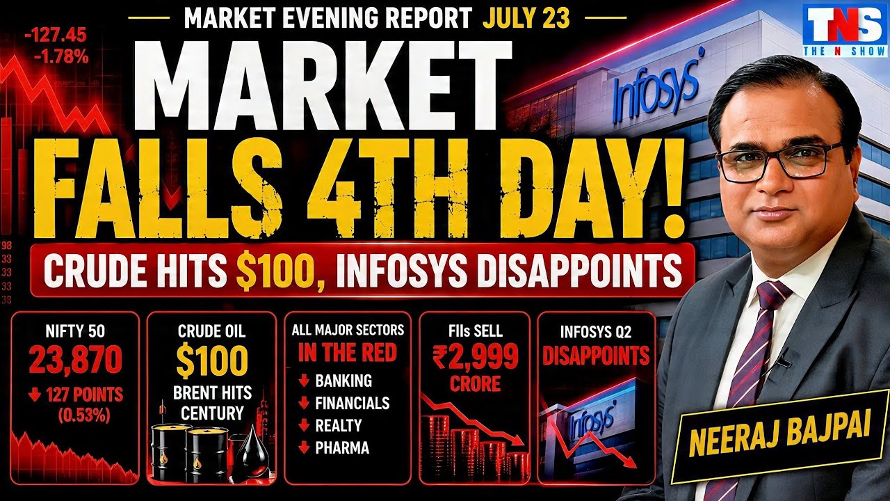 Nifty Falls for 4th Day! Crude Hits $100, Rupee Weakens | Infosys Results Disappoint | The N Show 