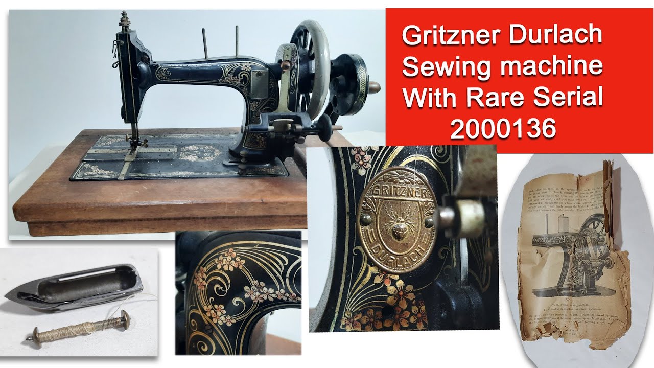 Gritzner Durlach One and only left with serial number 2000136 sewing machine made in Germany in 1890