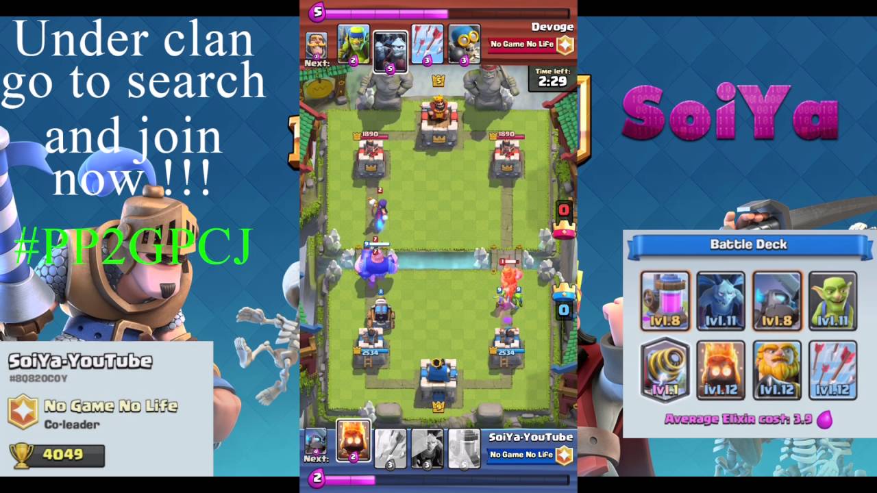Clash Royale - SoiYa's Offical clan recruiting all clashers now !!!  #PP2GPCJ