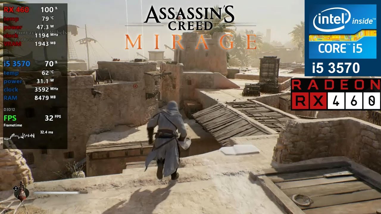 Assassin's Creed Mirage | Intel i5 3570 + AMD RX 460 2GB