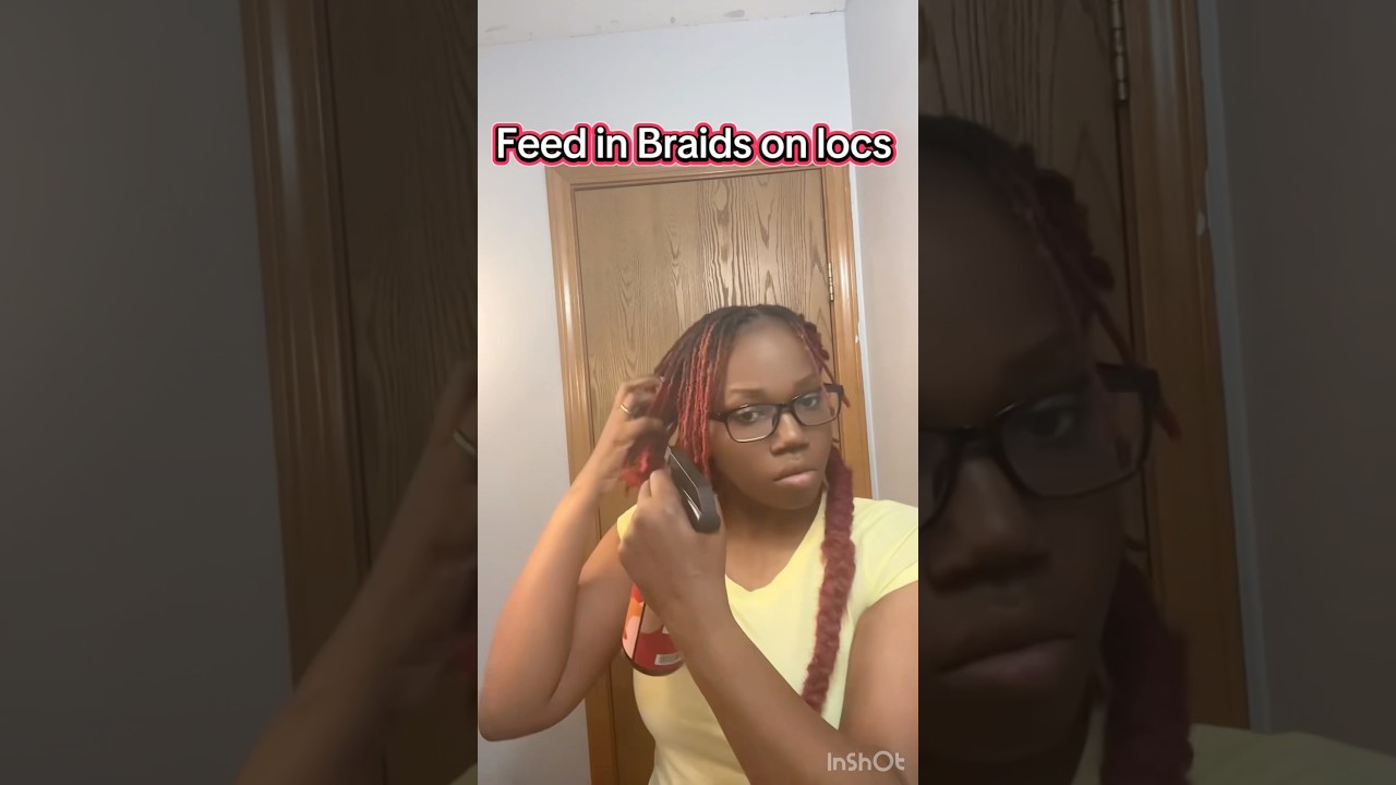 Feed in braids on #locs #shorts #fyp