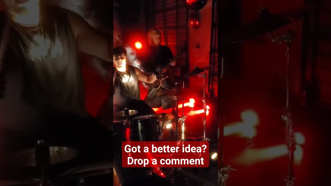 Drummer hand stands into drums, NoppeN band at work #noppenband #metal #drums #gothic #gothicmetal