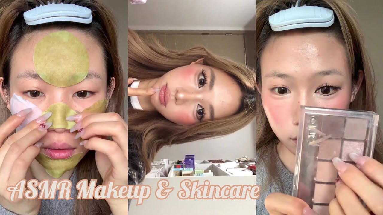 ASMR Makeup & Skincare tutorial 🎀 Satisfying Videos ♡ Aesthetic ✨️