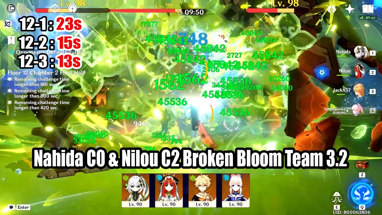 Nahida C0 & Nilou C2 Broken Bloom Team 3.2 Showcase - What Happens with my HP?