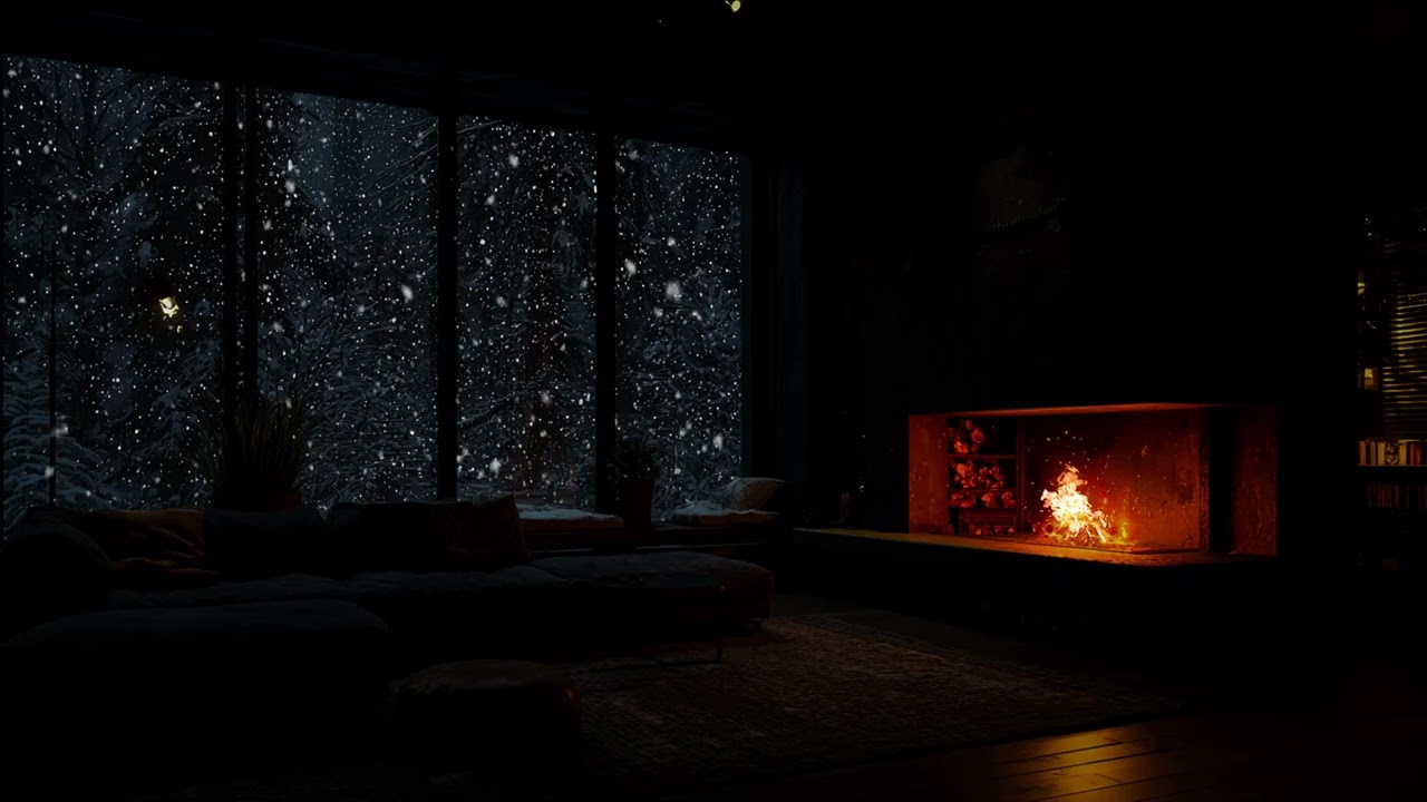 Fall Asleep Now 😴❄️ Snowfall & Cozy Fireplace 🔥 Relaxing Deep Sleep Cabin Ambience (NO Ads)