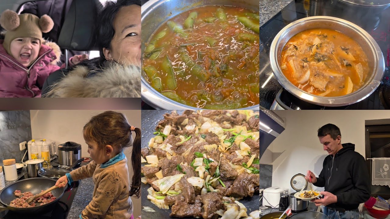 Surprise for Esther||Cooking Lotha Machihan & axone with taro roots gravy||Beef stir fried for Papa.