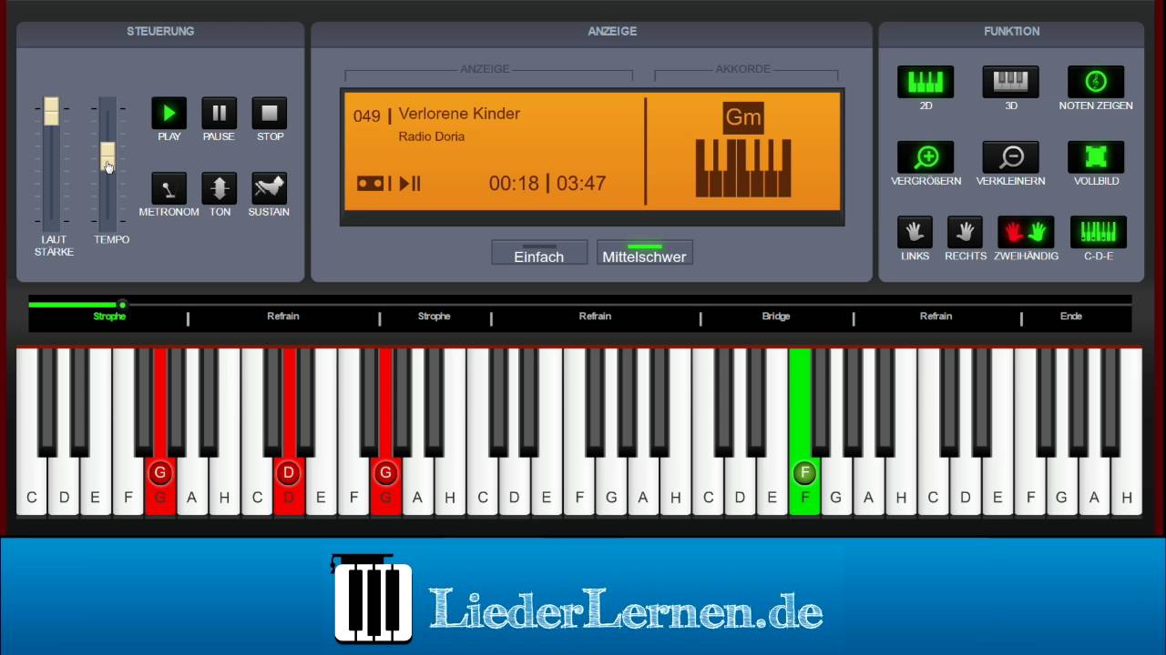 Radio Doria - Verlorene Kinder - Klavier lernen - Musiknoten - Akkorde