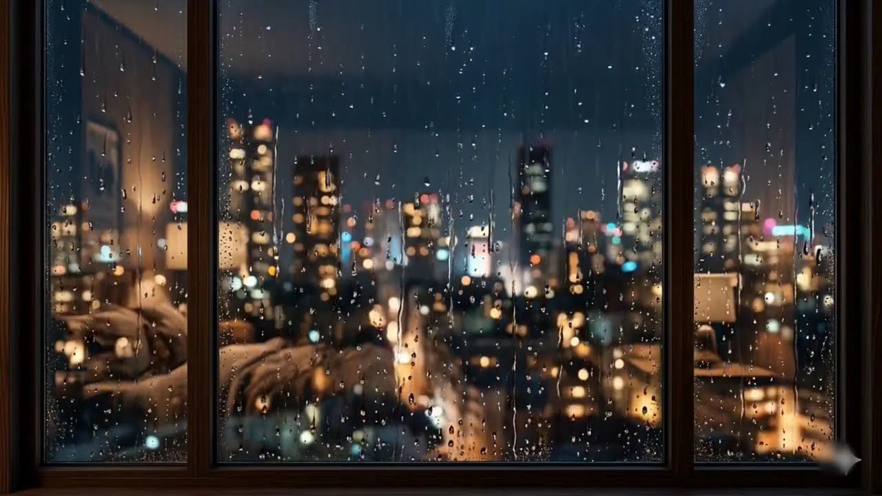 4K Raindrops Window  | 1 Hour 🌧️ Cozy Bedroom Rain Sounds | Perfect Screensaver for Sleep, Hotel