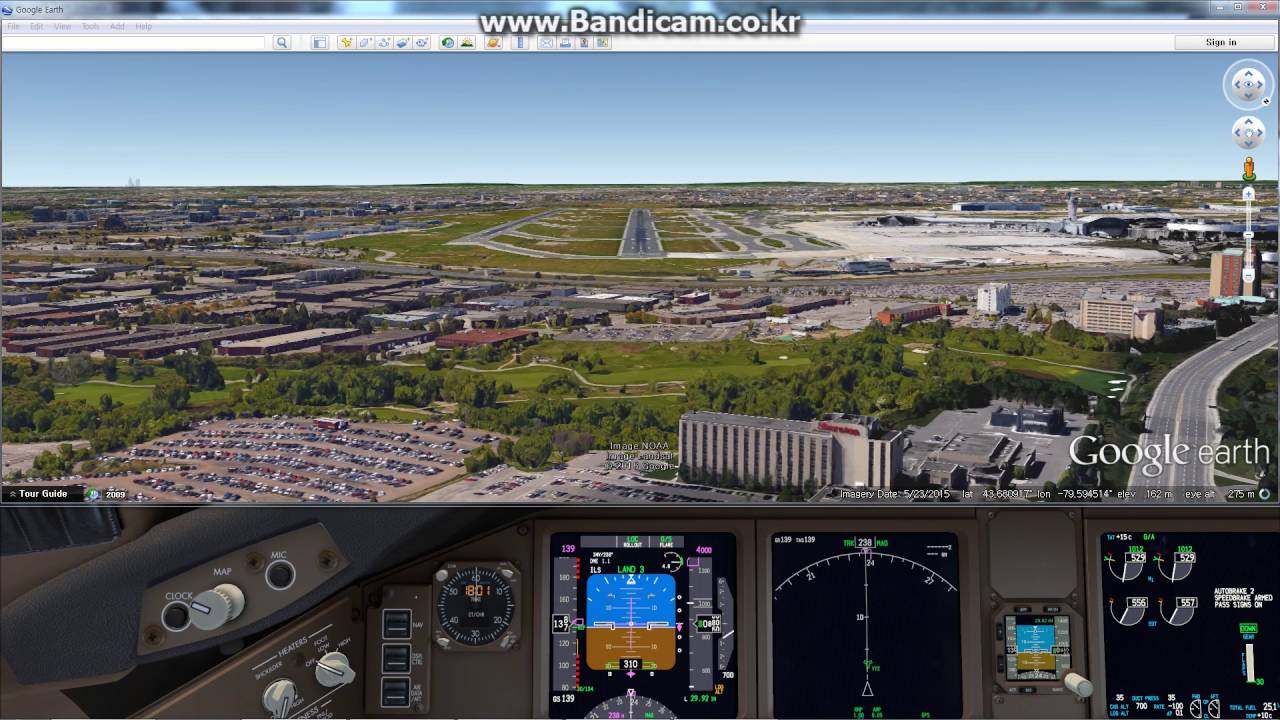 FSX Landing CYYZ 24R with Google Earth