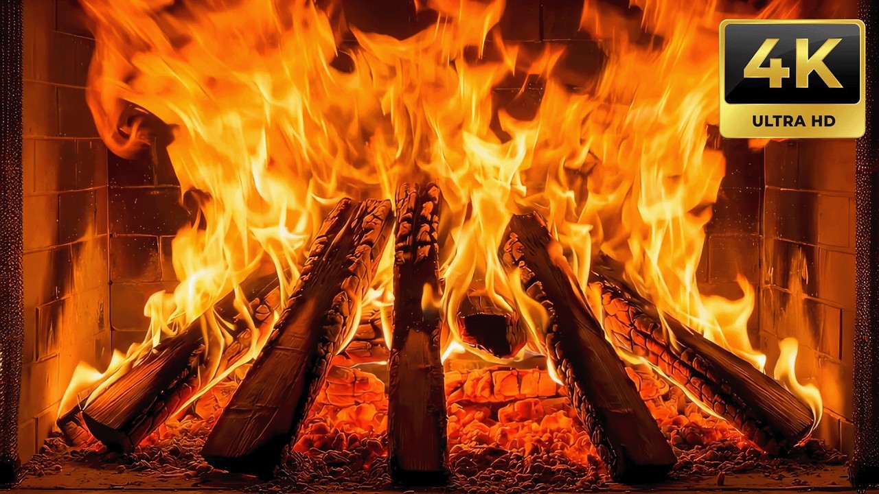 Sit by the Fire 🔥 Real Fireplace 4K | Calming Flames & Crackling Sounds