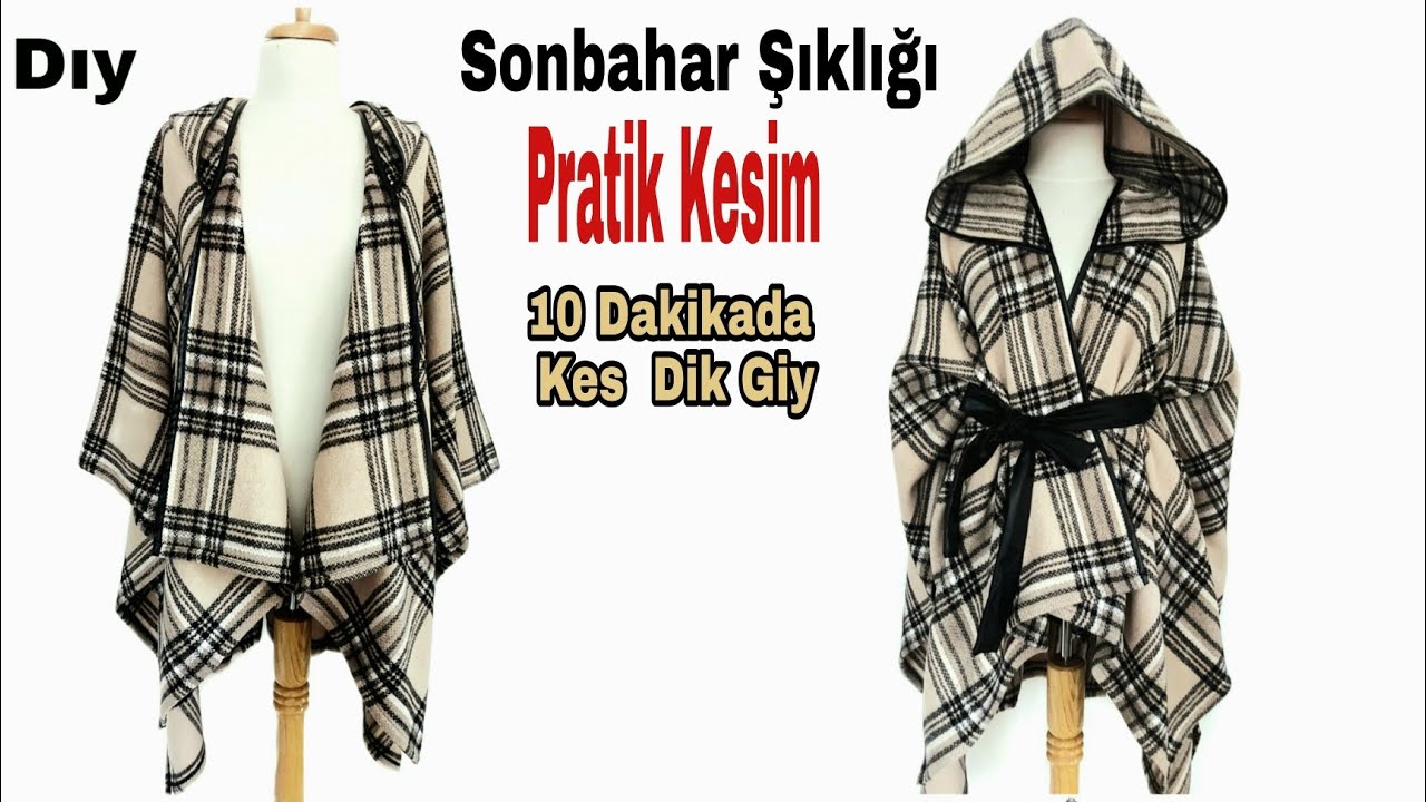 Çok Kolay Panço Kesimi ve Dikimi Kapişonlu Pelerin 💥10 Dakikada kes Dik.Making a Hooded Cloak