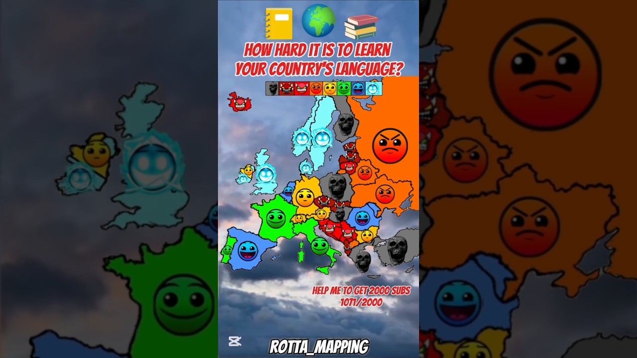 How hard it is to learn your country's language? #Map#mapping#europe#geography#mapper#shorts