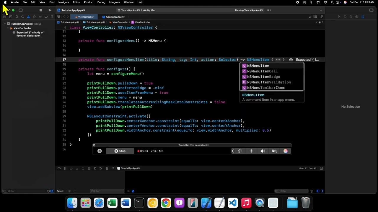 macOS Development with AppKit - 69 - Menus and Menu Items