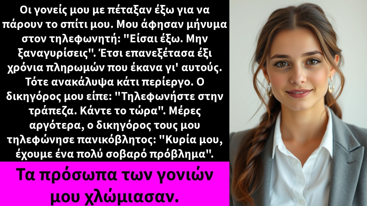 Οι γονείς μου με πέταξαν έξω για να πάρουν το σπίτι μου. Μου άφησαν μήνυμα στον τηλεφωνητή: