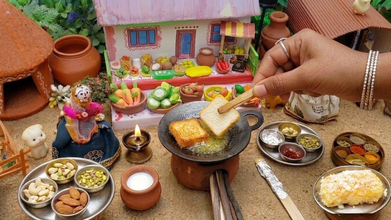 Viral mini bread toast recipe/tiny bread toast breakfast recipe/tiny dessert/tiny cook/Miniature 