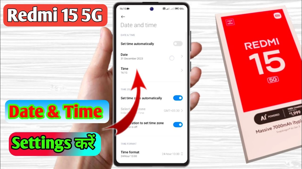 how to set date and time in redmi 15 5g | redmi 15 5g me date and time set kaise kare 