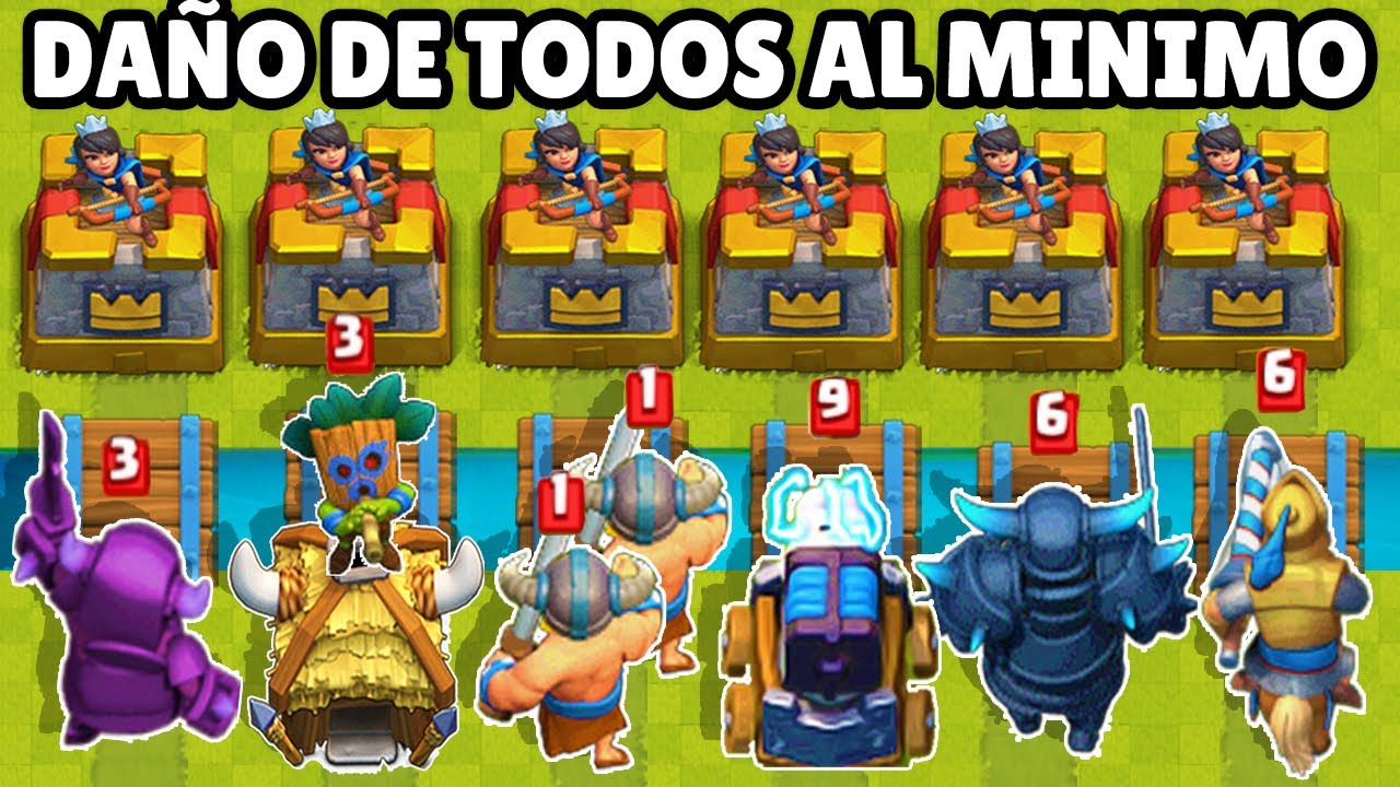 DAÑO DE TODAS LAS CARTAS al NIVEL MINIMO | OLIMPIADAS de CLASH ROYALE