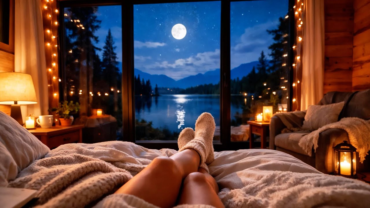 🔥 Cozy Fireplace 24/7 | 🌧️ Gentle Rain Outside thunder