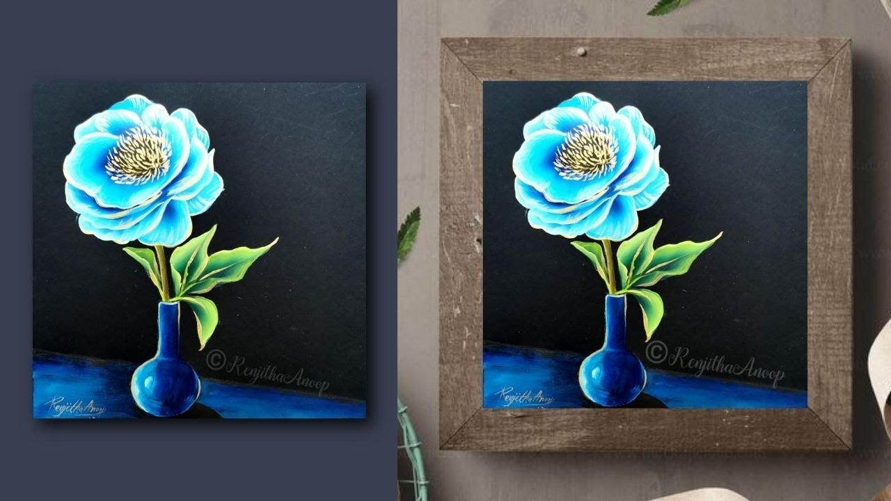 How to paint flower vase / How to Draw flowers / acrylic Painting