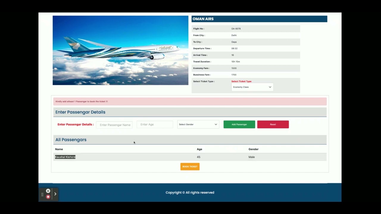 Flight Ticket Booking System | Spring Boot Angular Project Tutorial | Spring Boot CRUD Project