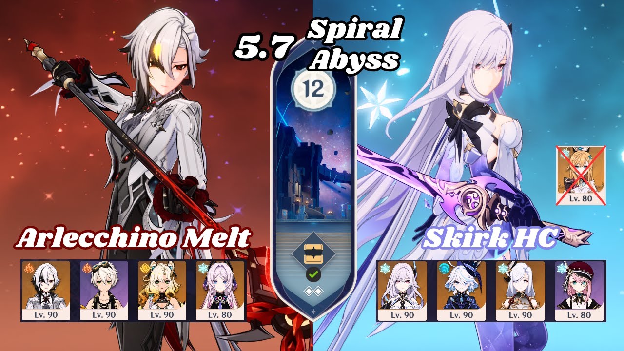 C2 Arlecchino Melt & C0 Skirk HC (No Escoffier) | 5.7 Spiral Abyss | Floor 12 9 Stars