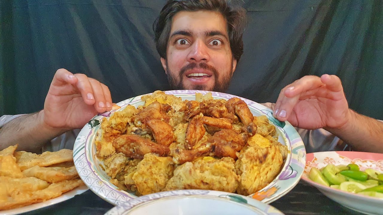 Eating Delicious Traditional Food with Roasted Chicken Legs and Spicy Samosas   - Relaxing ASMR