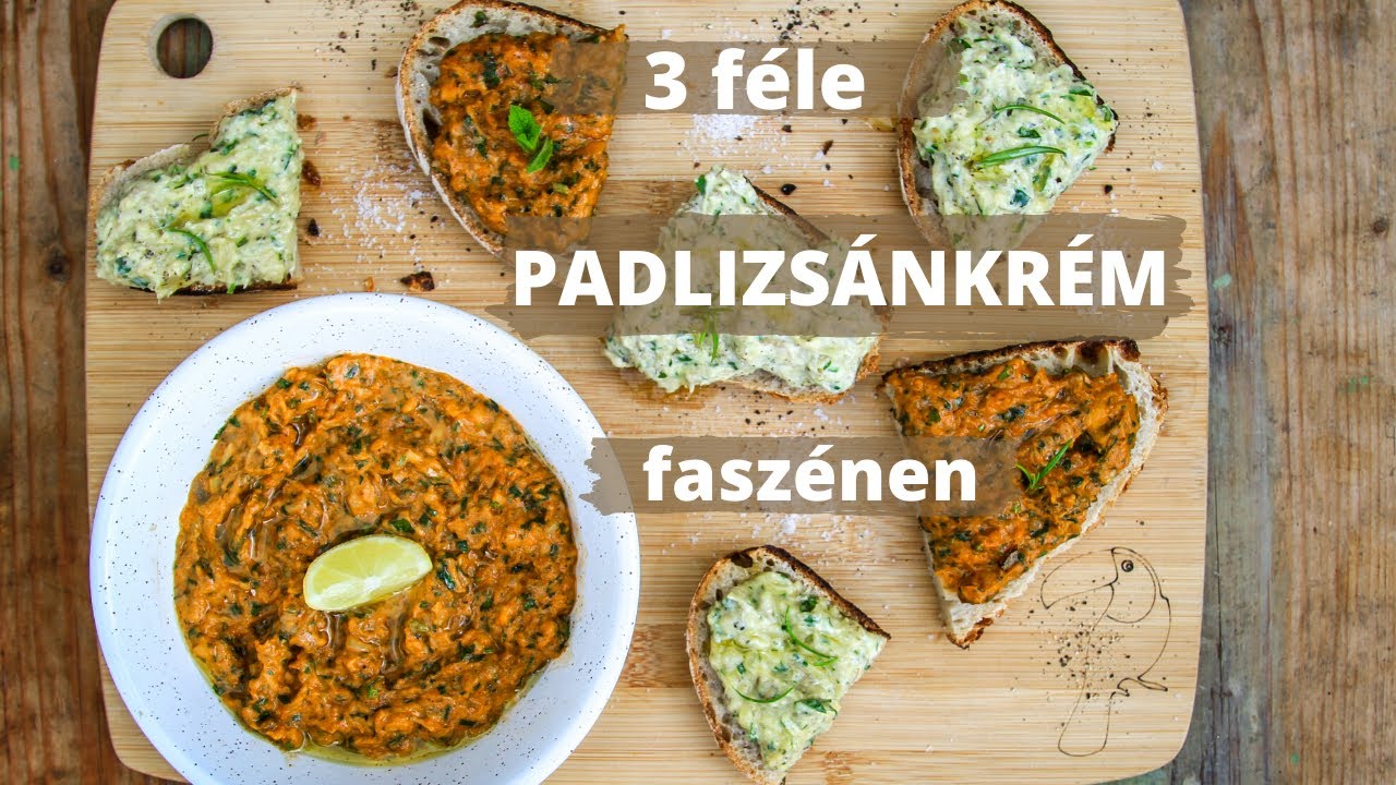 3 féle padlizsánkrém faszénen