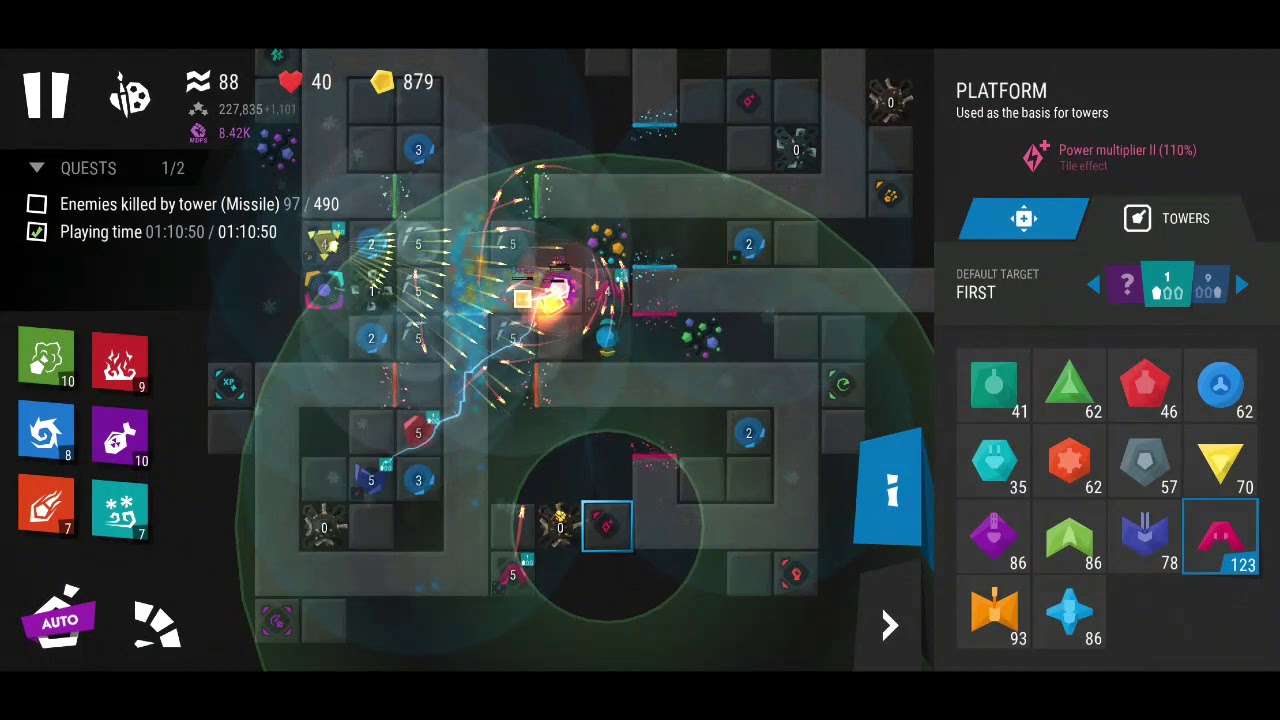 Infinitode 2 Level 5-6 Wave 142 Score 476,530