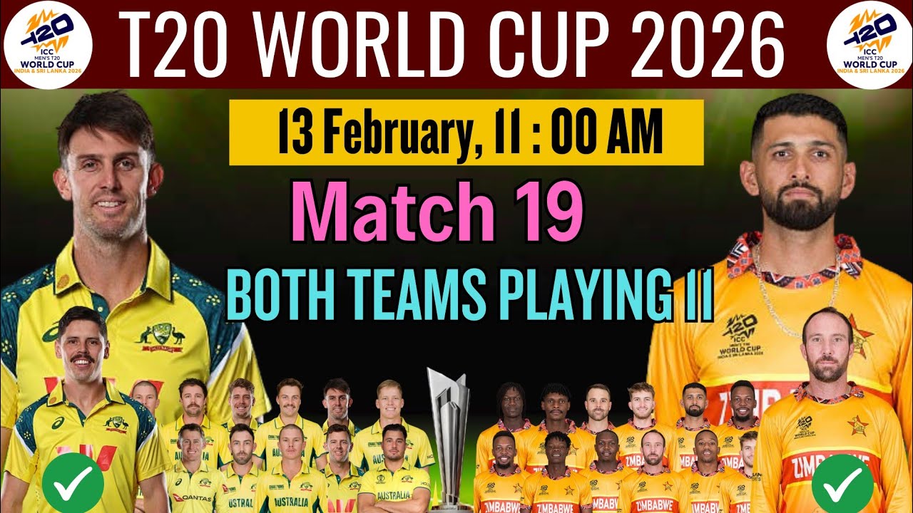 T20 World Cup 2026 | Australia vs Zimbabwe Match Details & Playing XI | AUS vs ZIM 2026