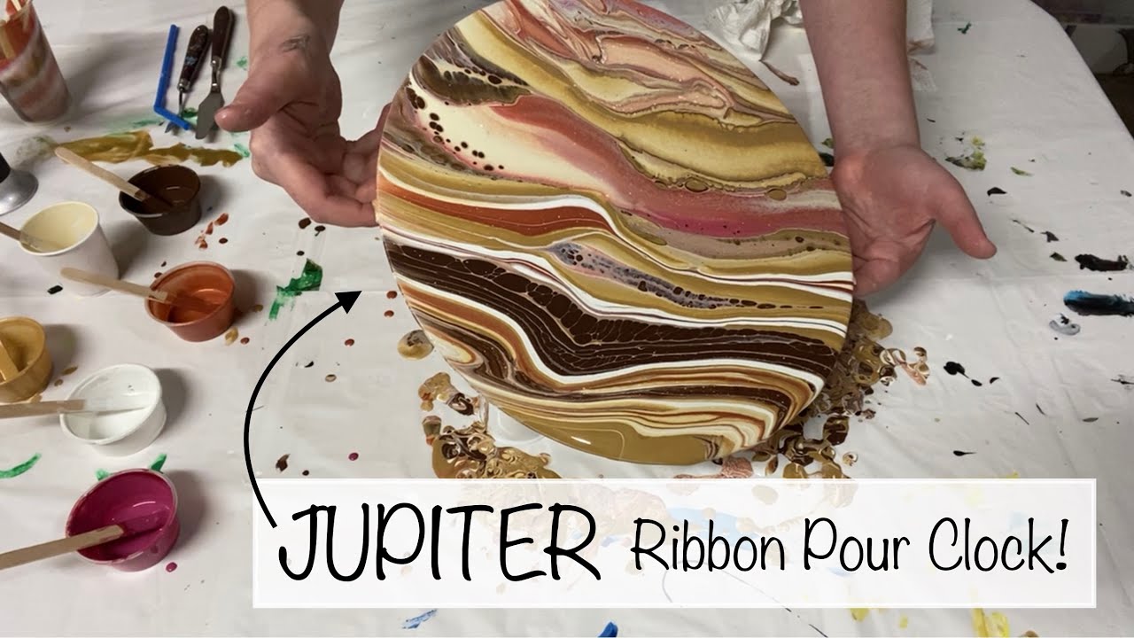 A STUNNING Jupiter Clock! - Painting A Ribbon Pour
