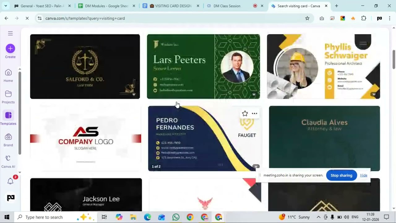 Digital Marketing Course 11 AM Batch Visiting Card Design Training : Session 6
