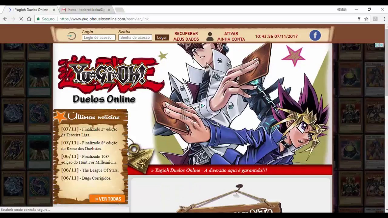Yugioh Duelos Online - Como ativar conta.