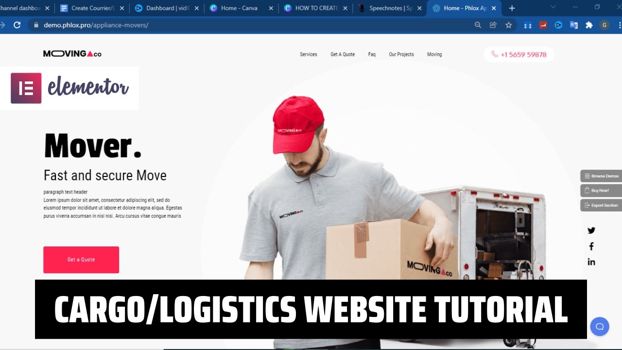 How to Make Logistics/Courier Company website using Elementor? Cargo website WordPress Tutorial 2024